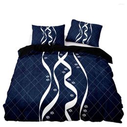 Conjuntos de ropa de cama cubierta de edredón de estilo americano set fácil de cuidado de doble tamaño con funda de almohada para patrón de cinta blanca textiles para el hogar
