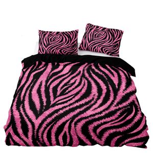 Beddengoed sets Amerikaanse stijl set 240x220 roze luipaardpatroon dekbedovertrek met kussensloop enkele dubbele king dekbed bed 230424