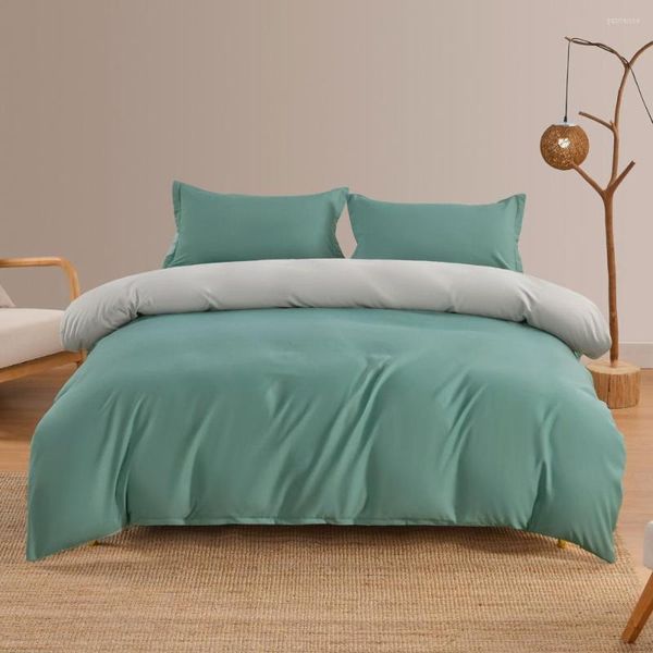 Ensembles de literie Style américain printemps automne ensemble vert clair gris roi reine complet drap de lit simple housse de couette taie d'oreiller lin 4 pièces