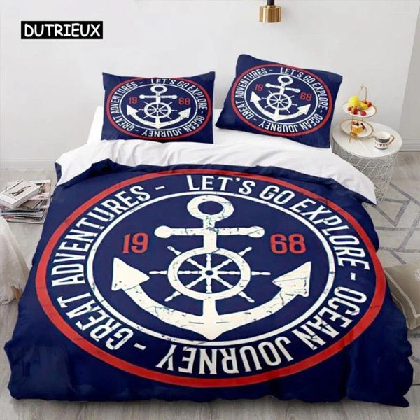 Conjuntos de ropa de cama Anchor Dórmes Divetes Arcillas azul marino Océano para niños Decoración de dormitorios para niños Tema náutico