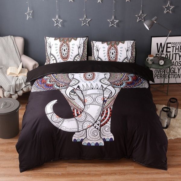 Ensembles de literie Animal Elephant Impression 3D Ensemble de literie personnalisé Textiles de maison en microfibre Twin Queen King Size Ensembles de housse de couette Style ethnique 230627