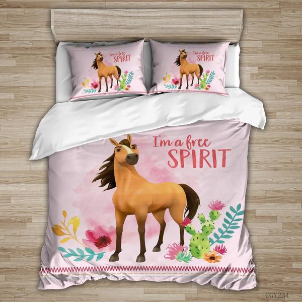 Conjuntos de ropa de cama Animal Horse Quilt Funda nórdica Edredón Funda de almohada 3D Doble Full King Queen Twin Single 3 piezas Home Texile