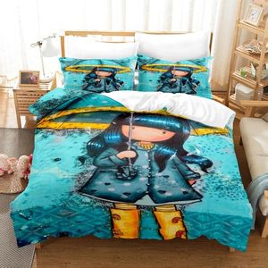 Ensembles de literie Anime American Girl Set Polyester 3D Digital Impring Bed Bedroom Luxury Birthday Gift