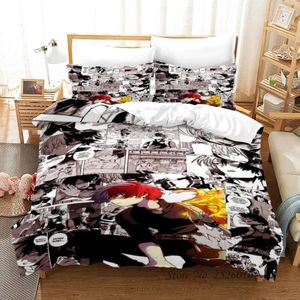 Ensembles de literie Anime My Hero Academia 3D, housse de couette, taies d'oreiller, couette, linge de lit 02