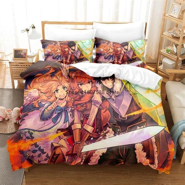 Ensembles de literie Anime The Rising Of Shield Hero Set Housse de couette de luxe Literie pour enfants 2pcs 140x200 Decor Home Textiles238K