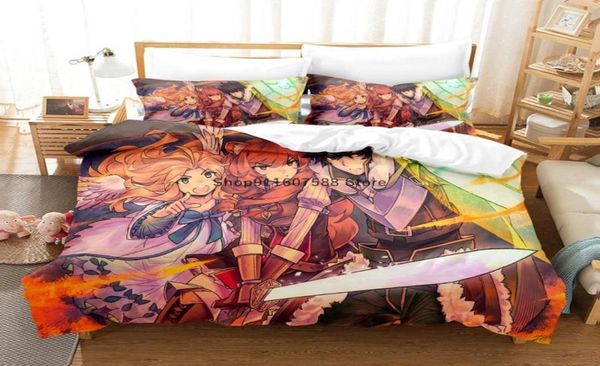 Ensembles de literie Anime The Rising Of Shield Hero Set Housse de couette de luxe Enfants Literie 2pcs 140x200 Décor Home Textiles7568386