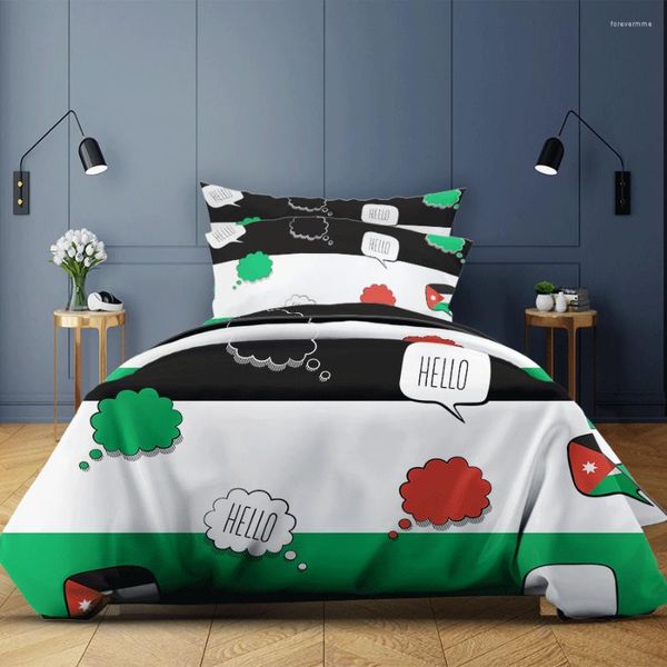 Ensembles de literie arrivée noir/blanc/vert géométrique rayé ensemble drapeau housse de couette luxe housses de couette taie d'oreiller roi 2/3 pièces lit