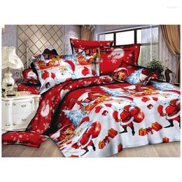 Ensembles de literie AU -Christmas Home Textile Coton Liberes de haute qualité 4pc de haute qualité (couleur: rouge)