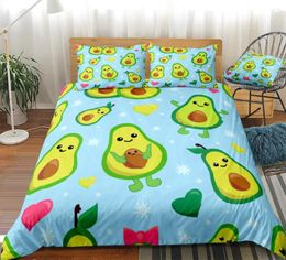 Beddengoed sets avocado set cartoon kinderen bed linnen meisjes jongens huis textiel fruit dekbed kap