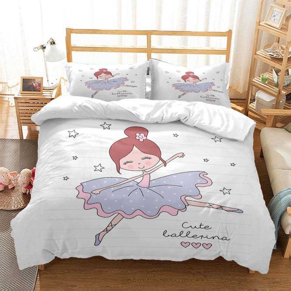 Ensembles de literie Ballet Girls Minimalist Fashion Bed Three Piece Set Ensembles de literie douillette doux et confortable Personnalisable pour fille Z0612