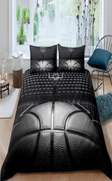 Beddengoed sets basketbal dekbedovertrek set zwart 3d ball sport thema beddengoed set microfiber basketball court competitieve spellen king 1221602