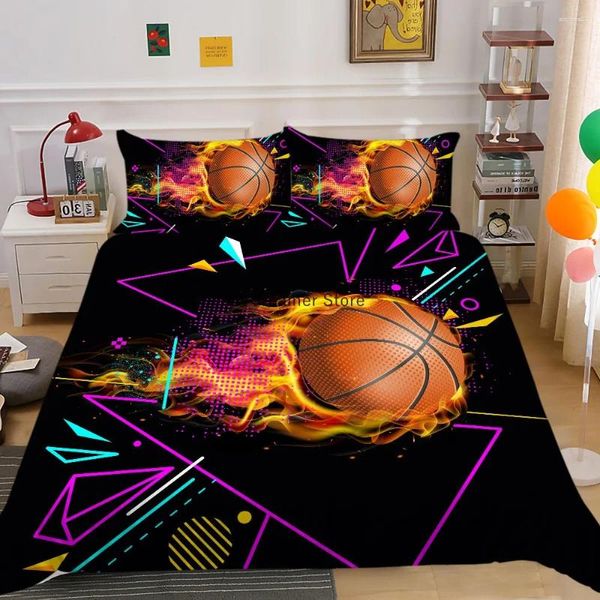 Juegos de cama de cama baloncesto fútboll fútbol dórdote de la cubierta de la almohada del almohada de la almohada del tamaño completo para niños adultos decoración de dormitorio lujo