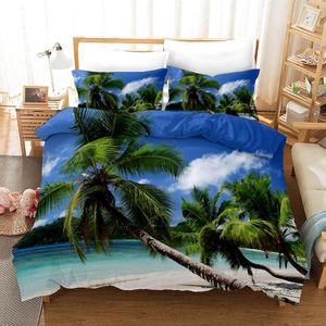 Ensembles de literie ensemble de housse de couette de plage décor d'été Style de vacances hawaïen Polyester palmier Nature tropicale couette de mer