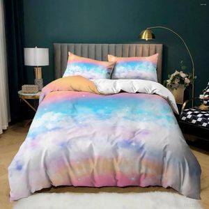 Ensembles de literie beaux nuages bleus colorés couvre-couvercle avec tasse d'oreiller couette de luxe pour enfants cadeaux