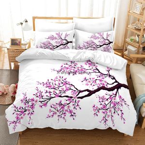 Ensembles de literie Belles fleurs Ensemble de couette Plum Bossom Housse de couette pour adulte Linge de lit et taie d'oreiller King Size 230609