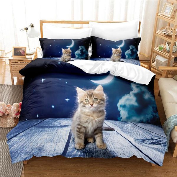 Juegos de cama Hermoso juego de gatitos para dormitorio Colchas suaves Cama Hogar Cómodo Funda nórdica Edredón y funda de almohada