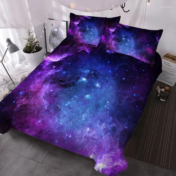 Conjuntos de ropa de cama Hermoso juego de diseño de cielo estrellado para niñas y mujeres Funda nórdica decorativa de 3 piezas con 2 fundas de almohada