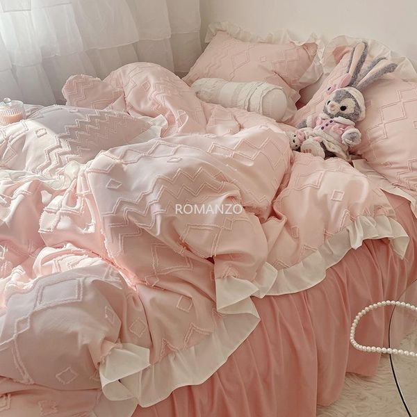 Conjuntos de ropa de cama Funda de cama Edredón 200x200 cm para doble encaje de alta gama Cómodo juego de sábanas de 4 ropa de cama