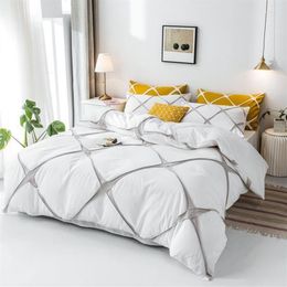 Beddengoedsets Beddengoed Euro witte kleurset voor volwassenen Queen size geruite patronen Drap De Lit beddengoed en kingsize maat28330D