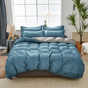 Ensemble de literie linge de lit Blue Grey Grey King Size Couette 400TC Couleur pure Asie du Sud-Est Textile Home 140x200