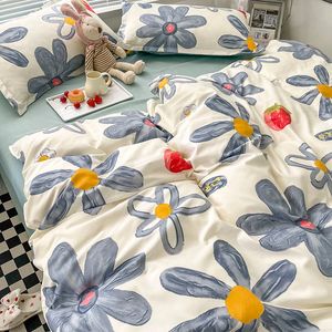 Beddengoed sets beddengoed vierdelige wasbare quilt set set set set veer en herfst student slaapzaal quilt dekbedekking driedelige zomer 230427