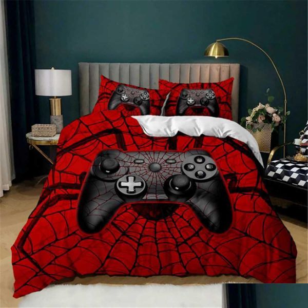 Ensembles de literie Ensembles de literie Couette ER pour garçons Contrôleur Quilt King / Queen Size Cool GamePad Set Enfants Teen Moderne L221025 Drop Delivery H Dhizr