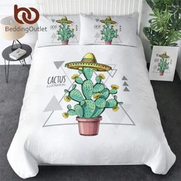 Juntos de ropa de cama Beddingingoutlet Cactus Set Veget Drumbul Cover Clama de flores amarillas Camas modernas Decoración geométrica del hogar 3 PCS