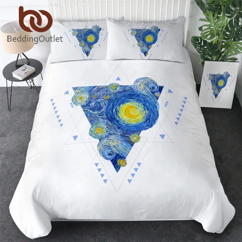 Bettwäsche -Sets Bettwäsche Geometrische Set Starry Sky Duvet Cover Aquarell Tröster abstrakte Mond moderne Bett Dropship