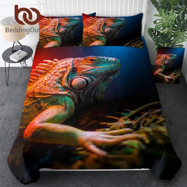 Ensembles de literie Litteur de lizard coloré couvercle de couette au caméléon avec taie d'oreiller 3D Poux de lit de lit de lit de lit