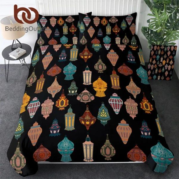 Juego de ropa de cama BeddingingOutlet Linternas árabes tradicionales Cubierta nórdica Juego de cama floral National Tamaño de la cama colorida