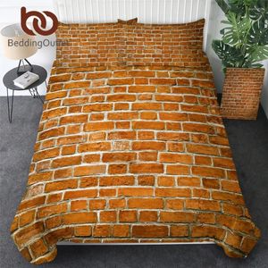 Beddengoed sets beddingoutlet muur set baksteen dekbedovertrek kingsize vintage realistische huizen textiel bruin witte bedden druppel schip 3 stks