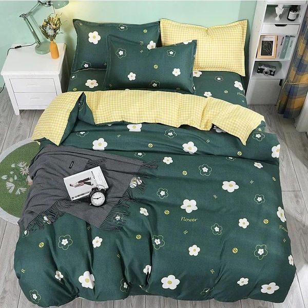 Conjuntos de ropa de cama, ropa de cama gruesa cepillada de cuatro piezas, juego de tres piezas, cubierta, ropa de cama doble completa, edredón de sábanas pequeñas y frescas