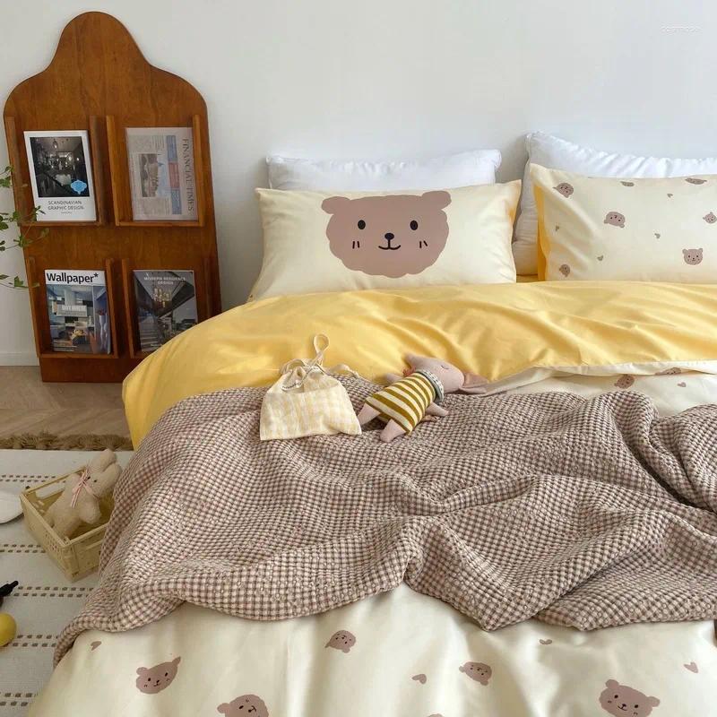 Bedding Sets Bedroom Bed Linen Four-piece Set Winter Long-staple Cotton Childlike Duvet Cover Fashionable Simple Family El
