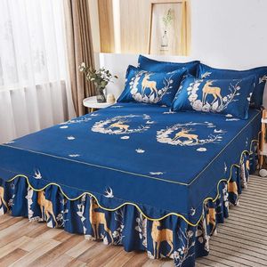 Beddengoed sets slaapkamer bed rok antislip vlekbestendig matrasblad 1 sprei + 2 kussensloop (geen include) F0053