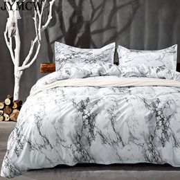 Conjuntos de cama Roupa de cama para quarto Conjunto de 2/3 peças padrão de mármore branco estampado capa de edredom e fronha capa de edredom fronha sem lençóis 230605