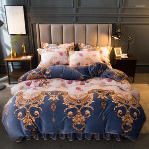 Juegos de ropa de cama dormitorio cama lino de cuatro piezas de lujo estilo europeo europeo calidez de franela engrosada tapa década moda
