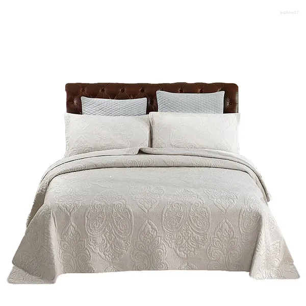 Ensemble de literie setpread set blanc brodé à fleur fleurie matelassé de coton de couette couverture de lit king-américain de haute qualité américaine
