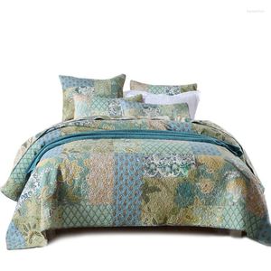 Ensemble de literie Litpreads Patchwork Quilt Set 3pcs Coton Tandon pour lit vintage Couvre-oreiller de couvercle roi fait à la main