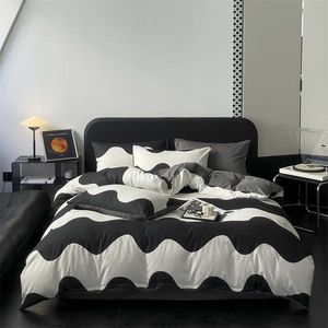 Beddengoed sets Zwart en Wit Geruite Dekbedovertrek Set King Geometrische Dekbedovertrek F Scandinavische Stijl Rasterpatroon Beddengoed Luxe Zacht Ademend Z0612