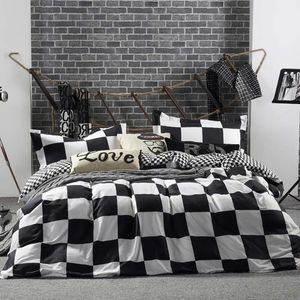 Beddengoedsets Zwart-wit set Rasterroosterbeddengoed Eenvoudig zomerdekbedovertrekken Kingsize dekbed Queen Twin slaapkamer Luxe 231009