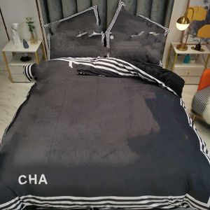 Juegos de cama de diseñador negro, funda nórdica cálida de invierno, edredones de cama tamaño queen, juegos de fundas de almohada