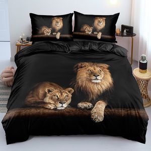 Ensembles de literie Lion noir housse de couette drap oreiller trois pièces ensemble de literie 230321