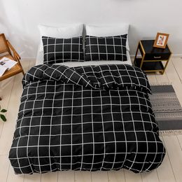 Ensembles de literie Ensembles de literie de maison à carreaux noirs housse de couette et taies d'oreiller Twin Queen Size housse de couette de Style nordique pour chambre lit Double 230331