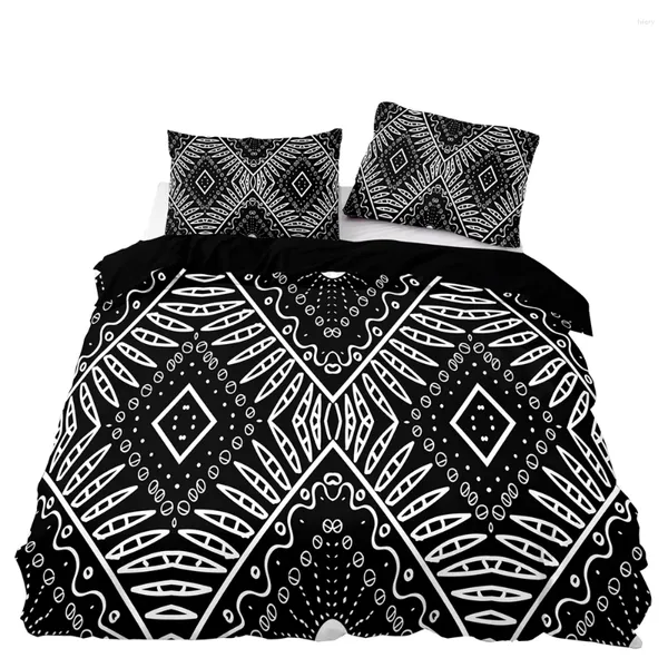 Ensembles de literie Black White Couverture de couverture de qualité Soft Soft Twin Twin Taille avec taie d'oreiller pour style Prismatic Modèle de style latin
