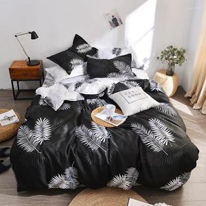Ensembles de literie noire blancs tropicaux Tropical Print Bed Cover Set Duvet 40 Feuilles adultes et taies d'oreiller Countreur 61076