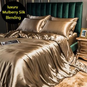 Beddengoed sets combineren mulberry zijden set zijdeachtige high-end queen size dekbedoverdeksel met gepaste blad luxe s king bed s 230422