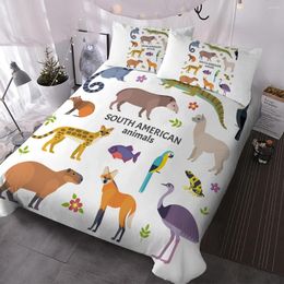 Sets de ropa de cama Bendición bendición 3D Kawaii Cartoon Animal Set lindo tigre Parrot Patrón de patrón nórdico con farsa de piloto para niños Decoración del dormitorio
