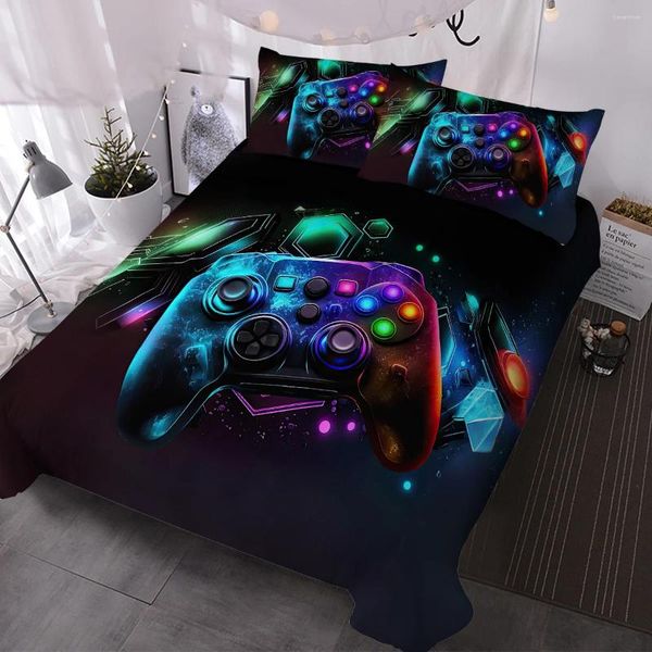 Ensembles de literie Blessliving Cool Nenon Game Machine Match Modèle de couette coquette de couette GamePad Thème Couette avec 2pilowscases pour la décoration intérieure