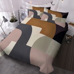 Beddengoedsets BlessLiving Roze Geometrische Booglijnen Dekbedovertrek Psychedelisch Zacht Warm Beddengoed Set Met Pilowslopen Kinderen Volwassenen Woondecoratie Geschenken 231110