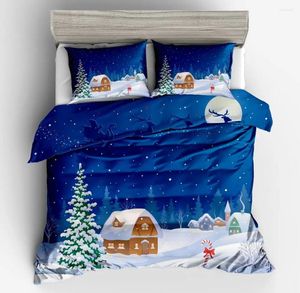 Ensembles de literie bleu violet Noël hiver neige nocturne ciel de neige de couette flocon de couette pour adultes pour enfants 2 / 3pcs